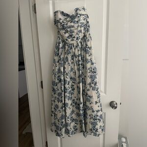 H and M blue floral bandeau dress